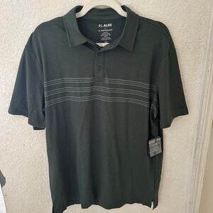 NWT 01.Algo Mens Golf Polo Large Green Quick Dry Performance Stretch Wicking